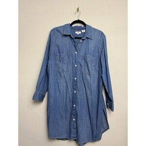 Levi's Womens Denim Tunic Top Plus Size 1X Button Cotton Shirt Long Sleeve